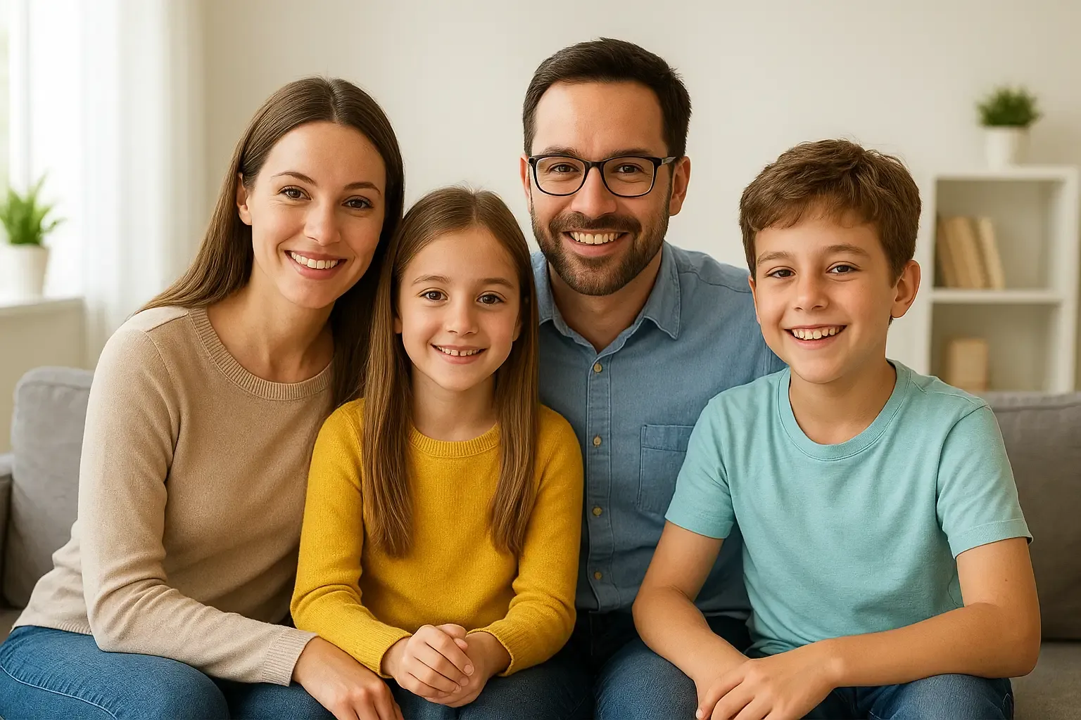 Famille souriante échangeant avec un professeur à domicile dans une ambiance lumineuse, illustrant les raisons pour lesquelles les familles choisissent Cours Academy pour les stages d'hiver